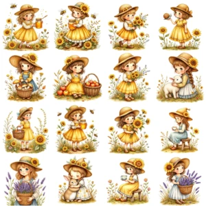 sunflower girls clipart (3)