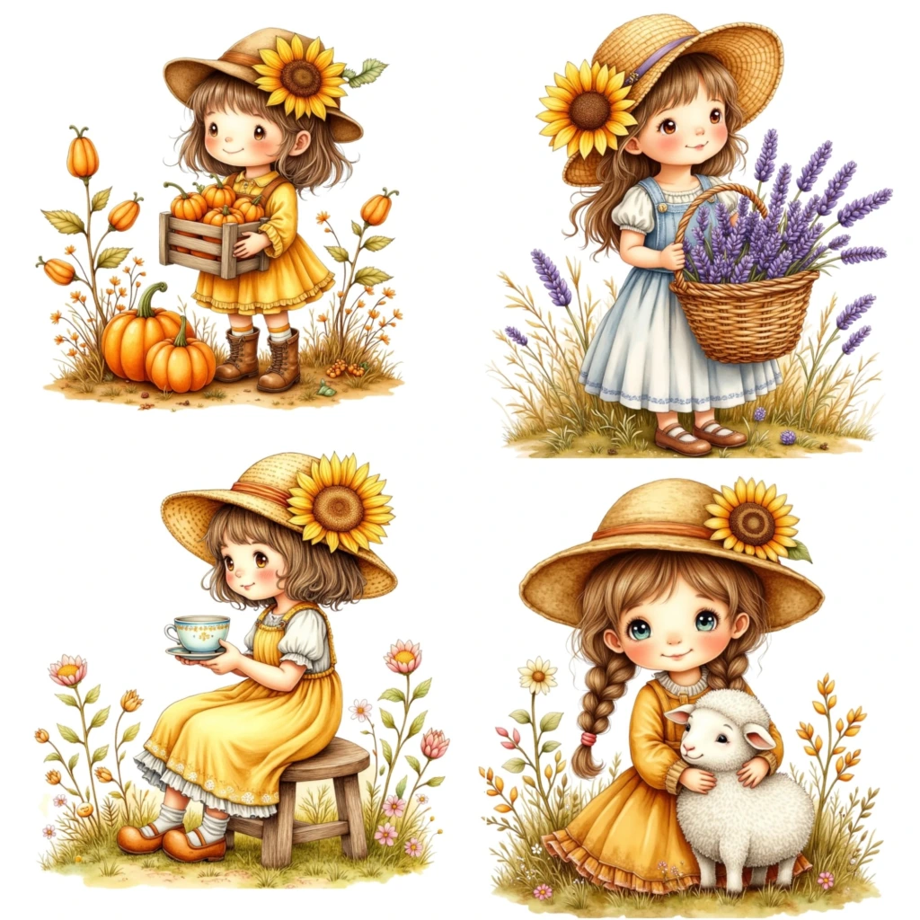 sunflower girls clipart (6)