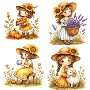 sunflower girls clipart (6)