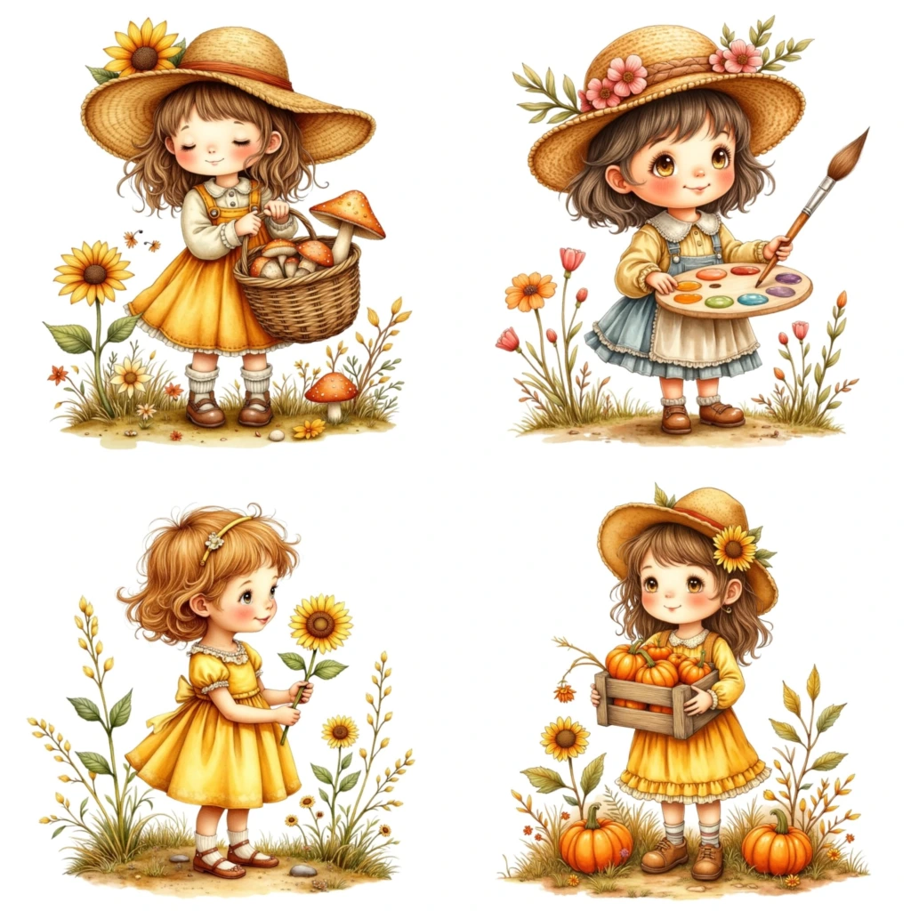 sunflower girls clipart (8)