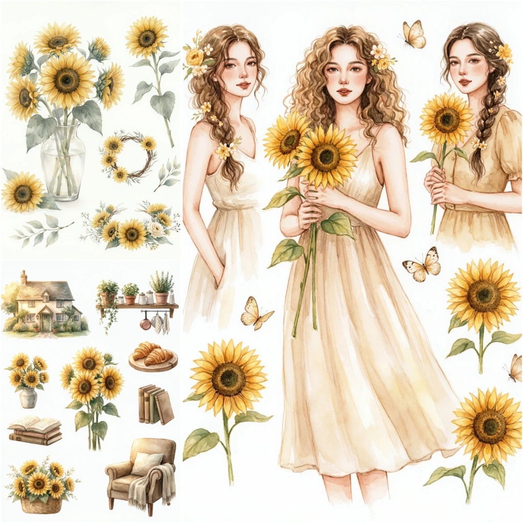 warm sunflower stickers (3)