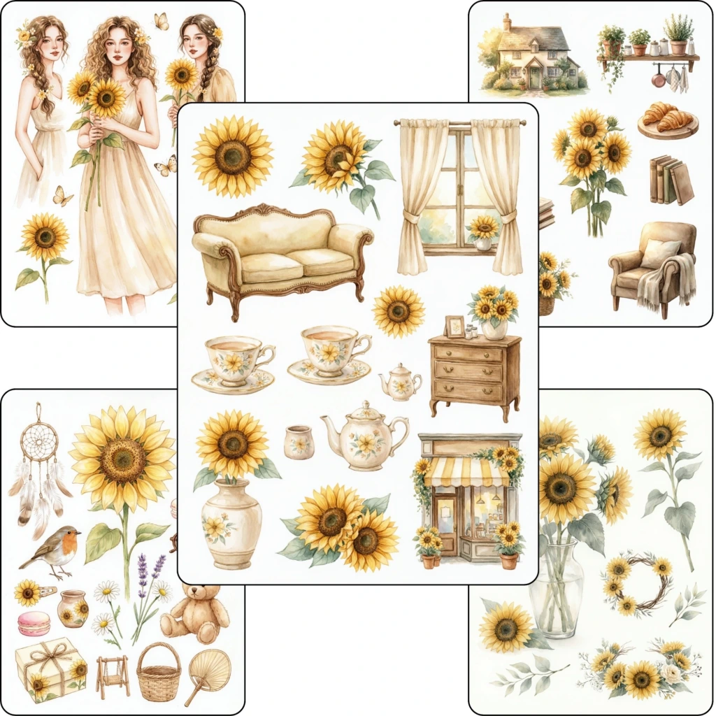 warm sunflower stickers (4)