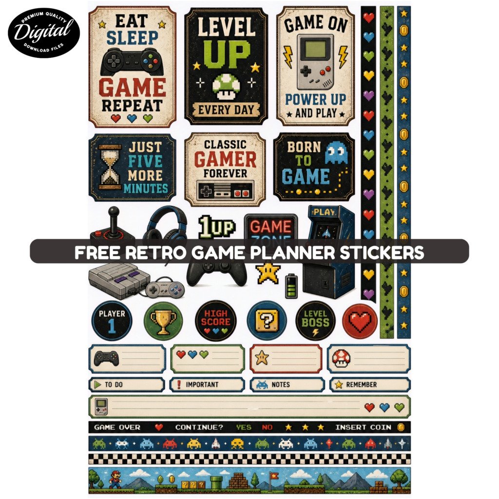 Free Retro Game Planner Stickers