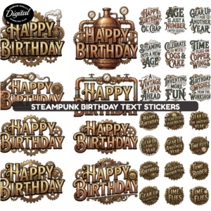 steampunk birthday stickers (2)