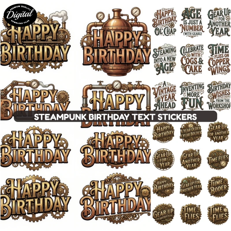steampunk birthday stickers (2)