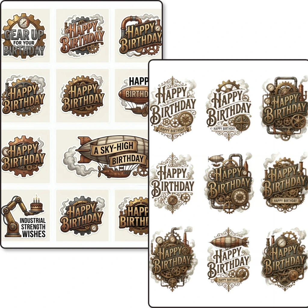 steampunk birthday stickers (5)