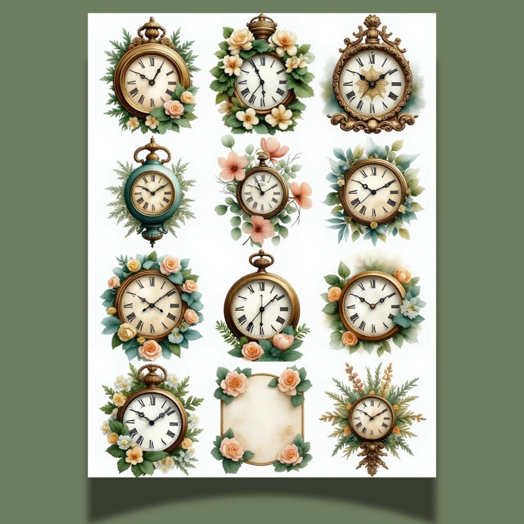 vintage clock stickers (4)
