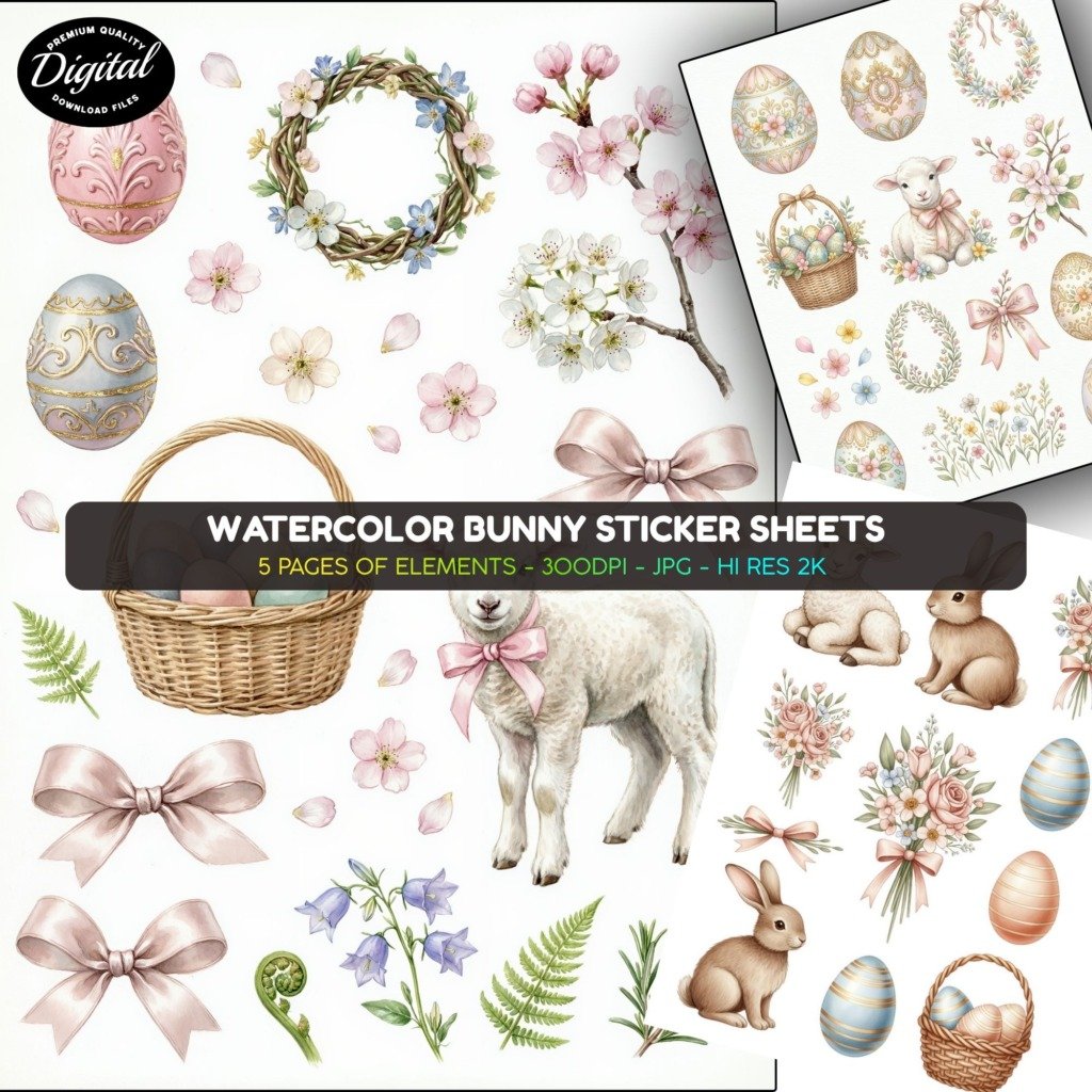 bunny watercolor stickers (1)