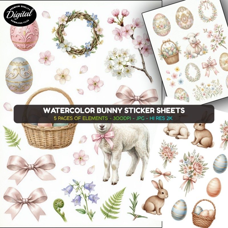 bunny watercolor stickers (1)
