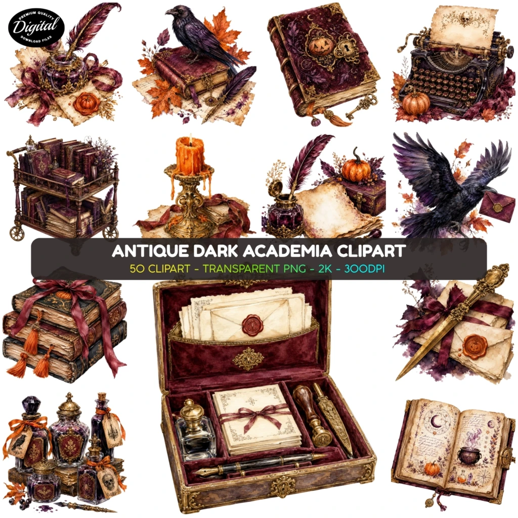dark academia clipart (1)