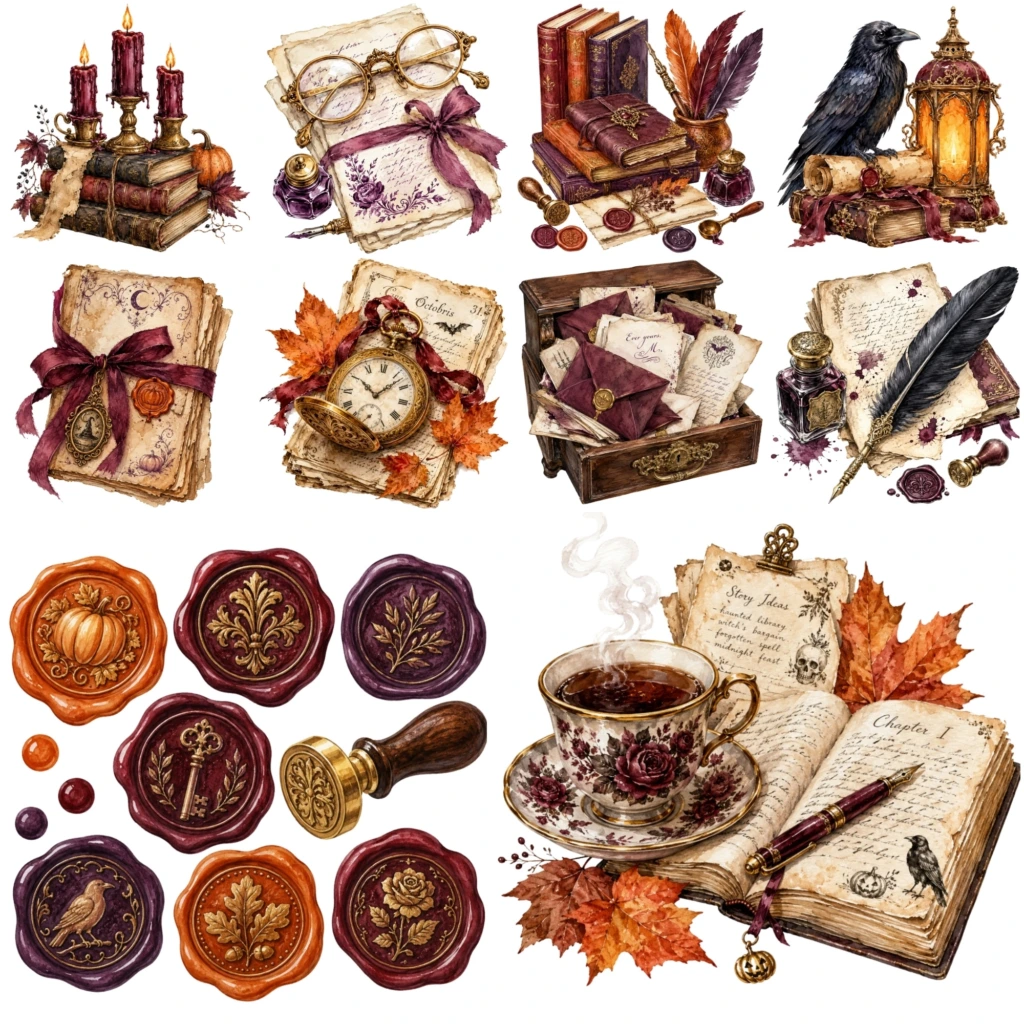 dark academia clipart (4)