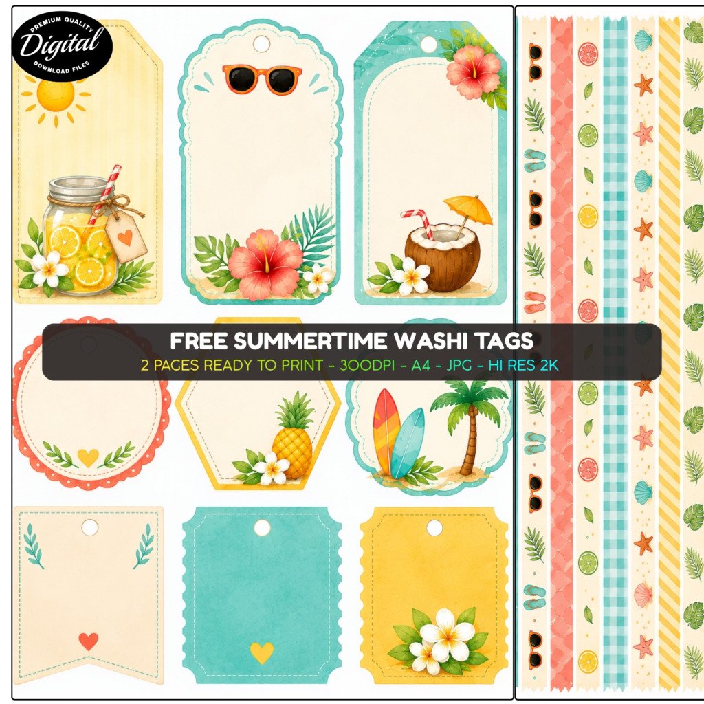 Summertime Washi Tags Promo