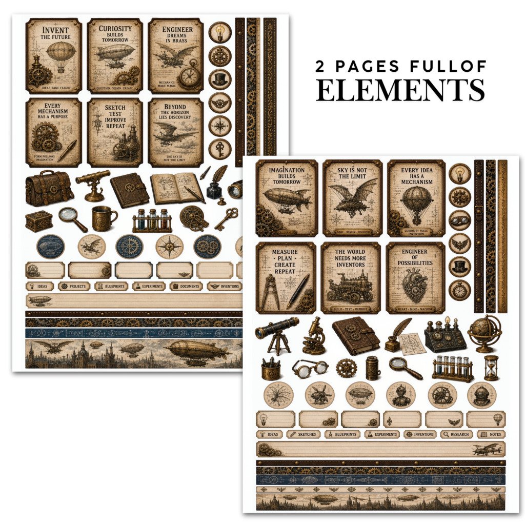 steampunk planner stickers (1)