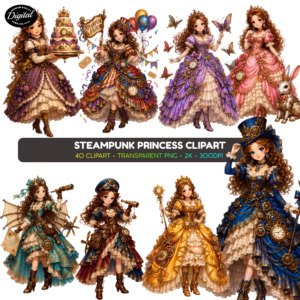 steampunk princess clipart (1)