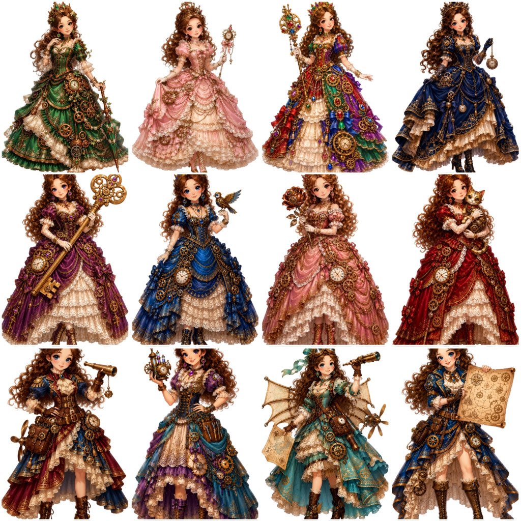 steampunk princess clipart (2)