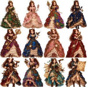 steampunk princess clipart (2)