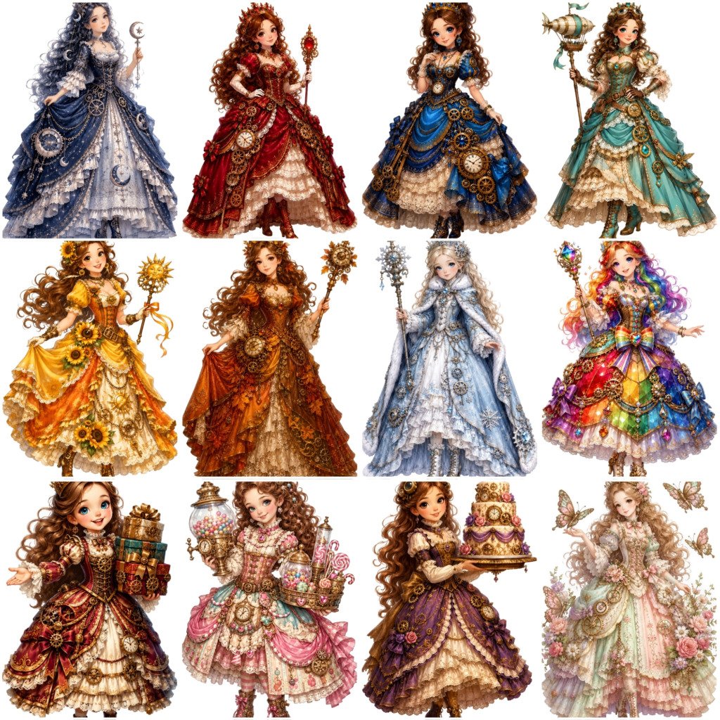 steampunk princess clipart (4)
