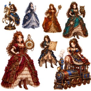 steampunk princess clipart (5)