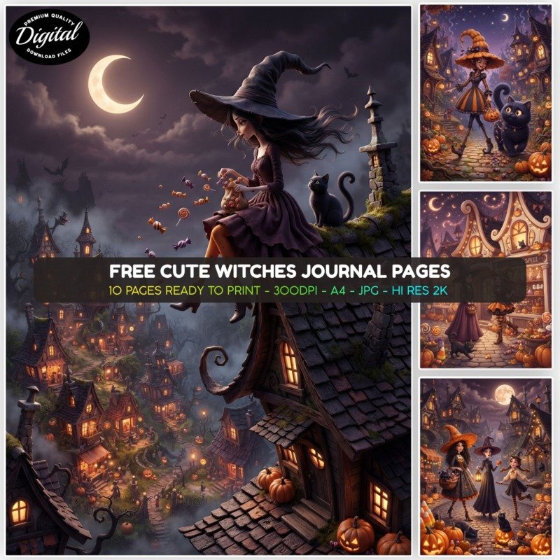 Free Cute Witches Journal Pages Promos
