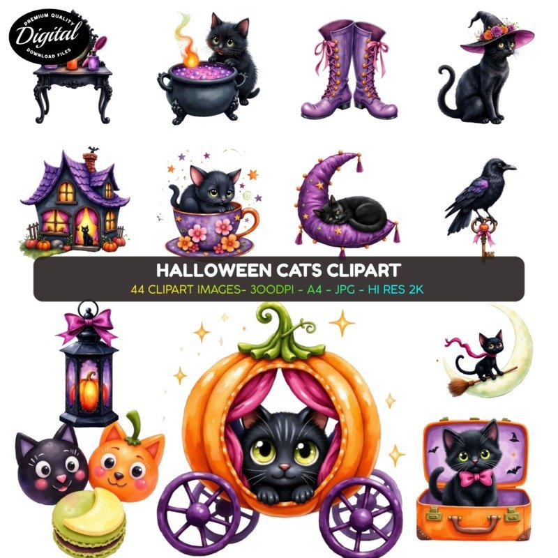 halloween cats clipart (2)