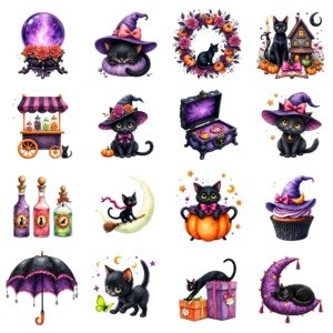halloween cats clipart (3)