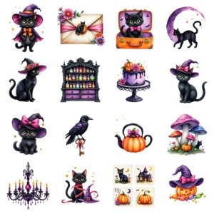 halloween cats clipart (4)