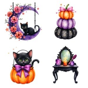 halloween cats clipart (5)
