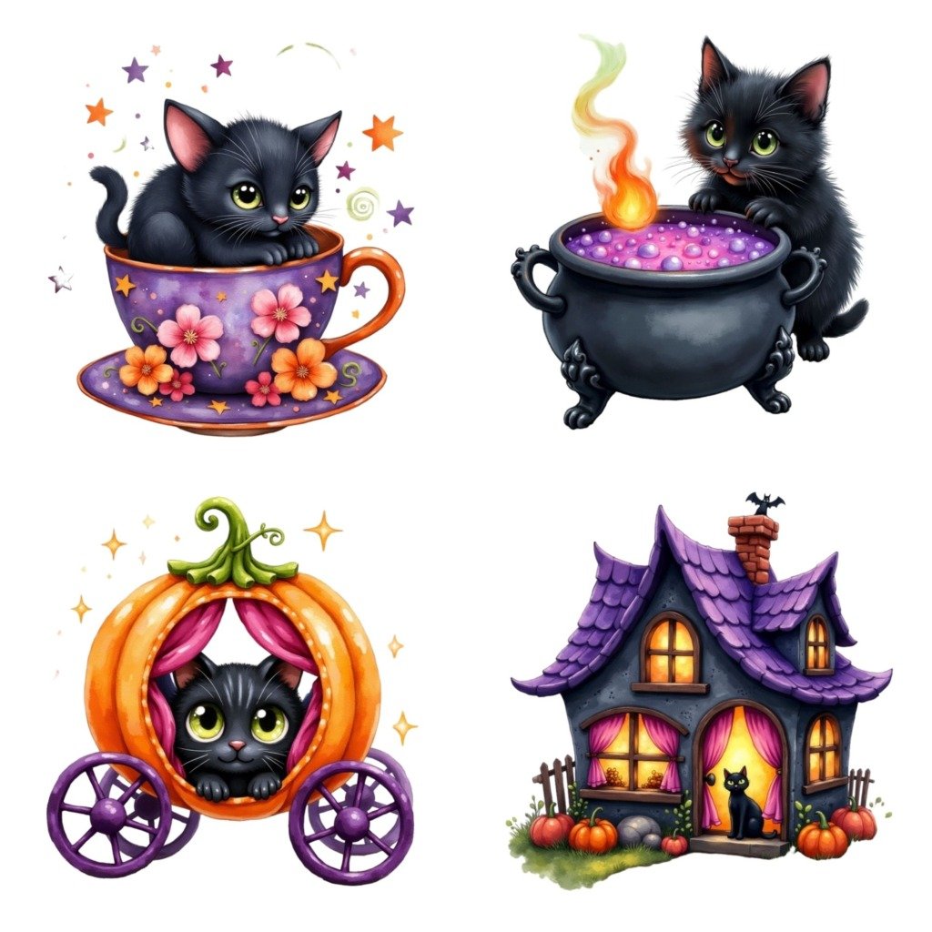 halloween cats clipart (6)