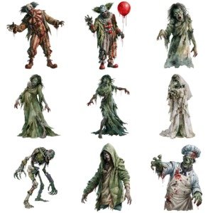 watercolor zombies clipart (1)