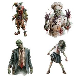 watercolor zombies clipart (5)