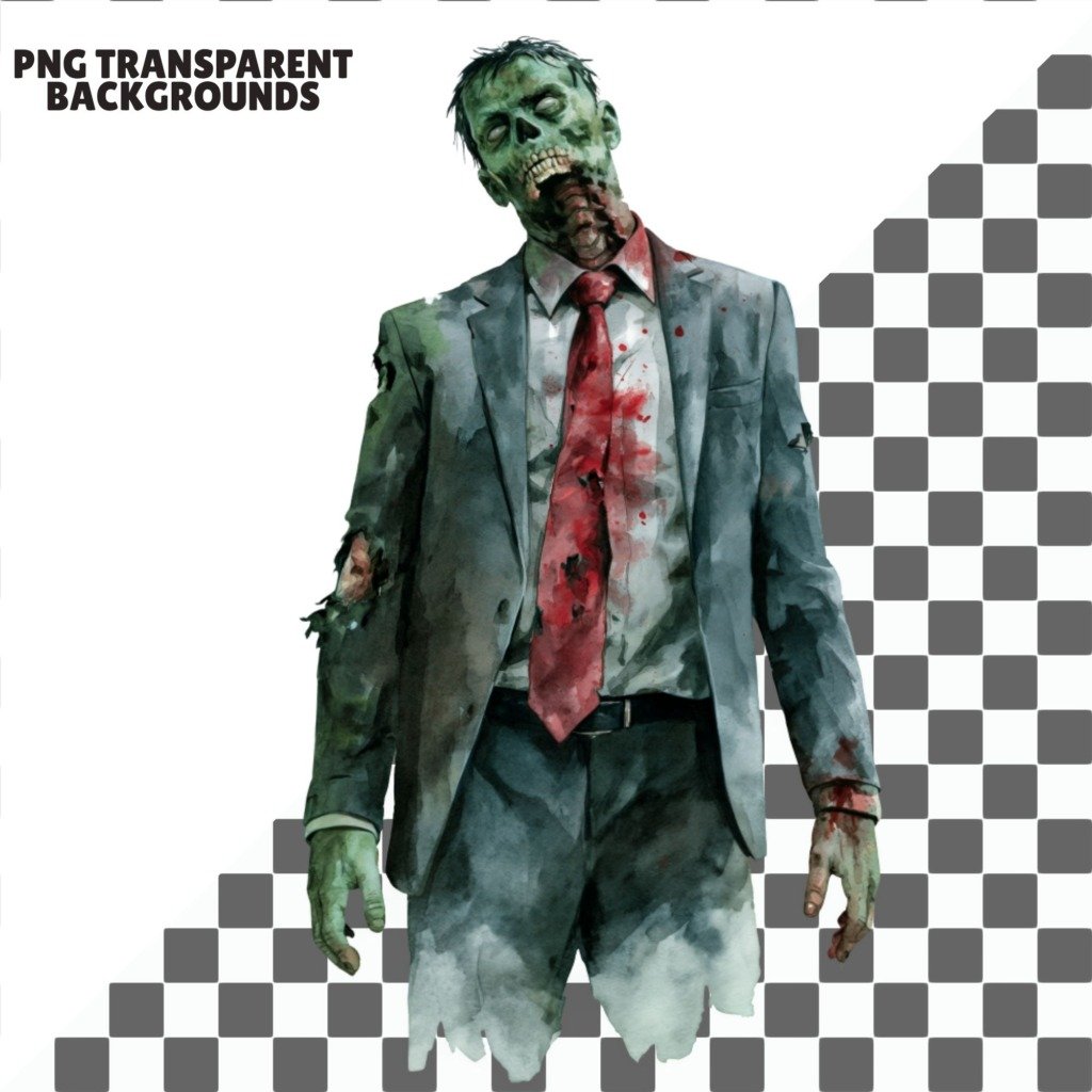 watercolor zombies clipart (6)