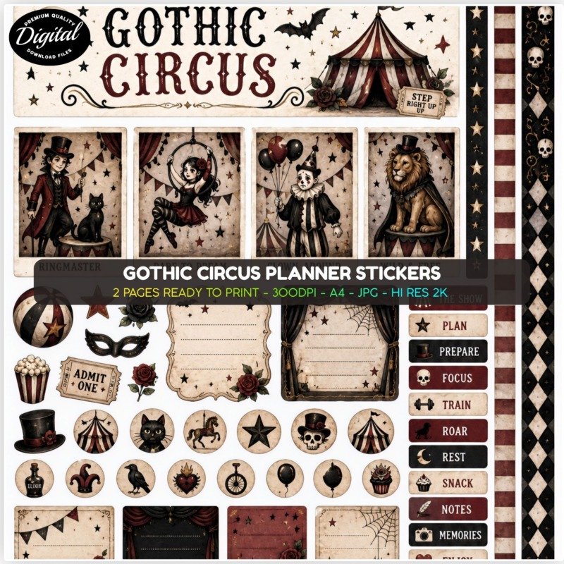 Gothic Circus Planner Stickers (1)