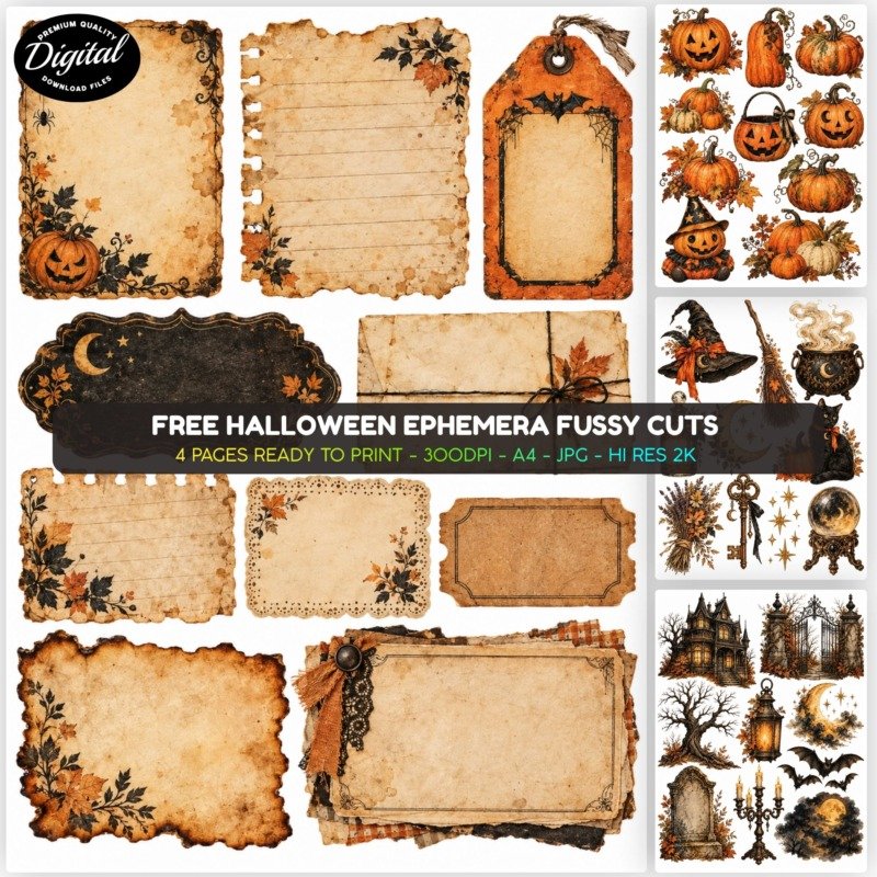 free halloween ephemera Fussy Cuts