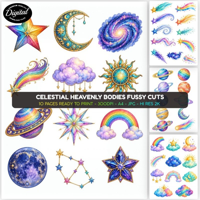 Celestial heavenly bodies Fussy Cuts (1)