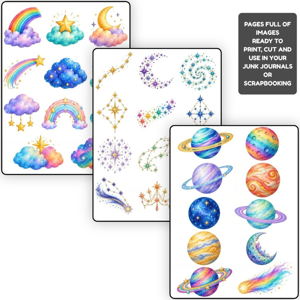 Celestial heavenly bodies Fussy Cuts (4)