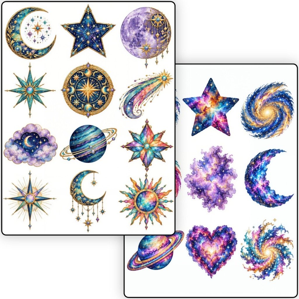 Celestial heavenly bodies Fussy Cuts (5)