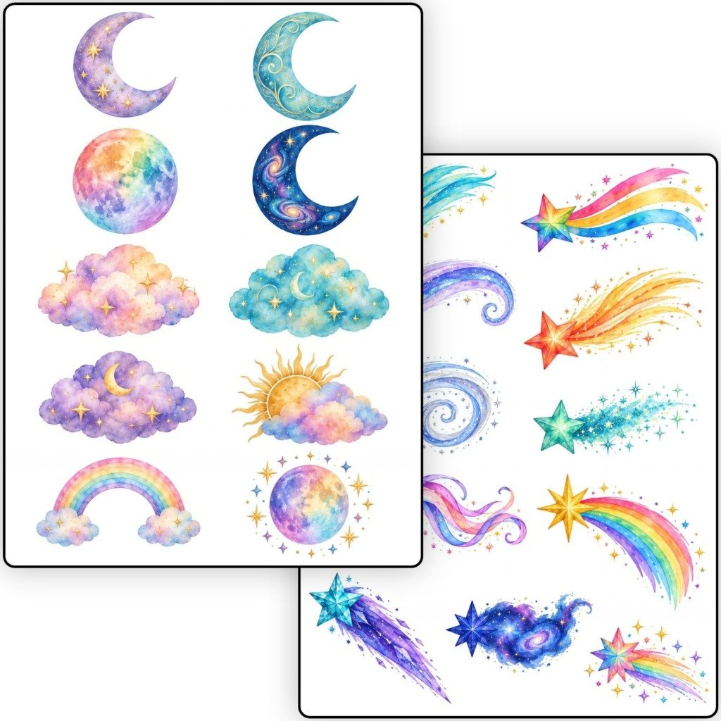 Celestial heavenly bodies Fussy Cuts (6)