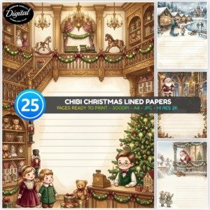 Chibi Christmas Lined Papers (1)