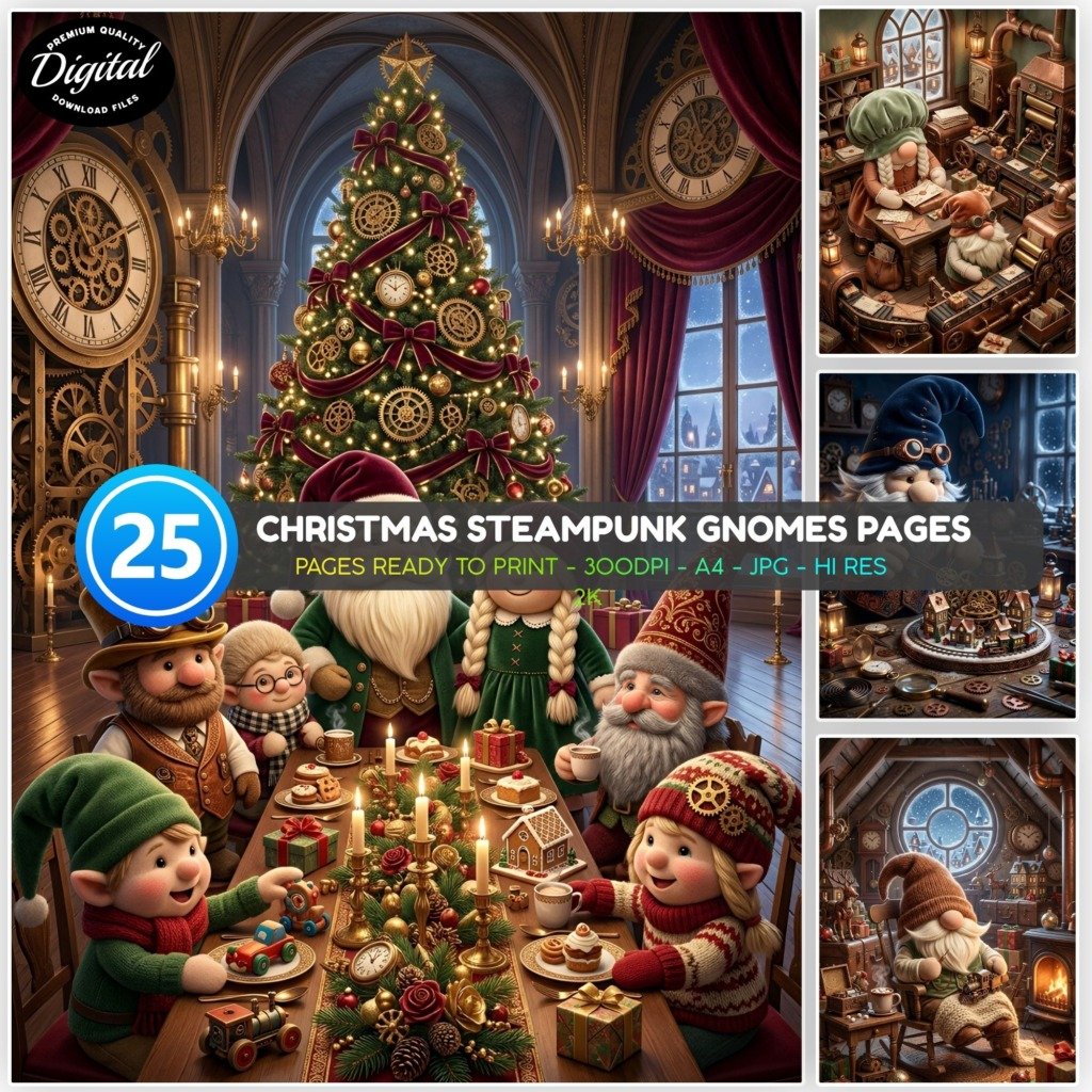 Christmas Steampunk Gnomes Pages (1)