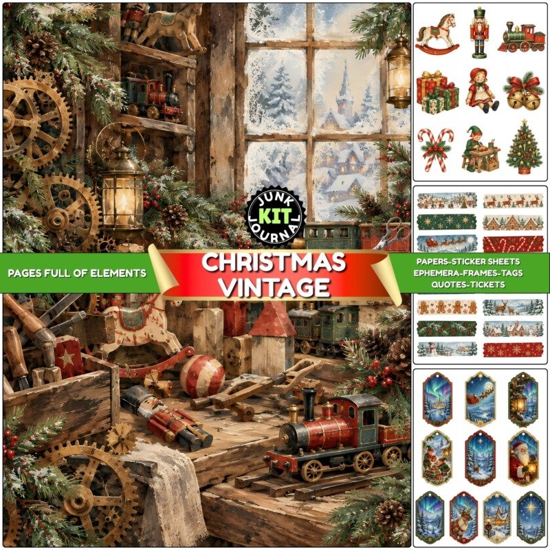 Christmas Vintage Junk Journal Kit (1)