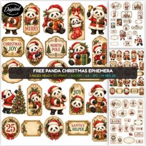 Free Panda Christmas Ephemera