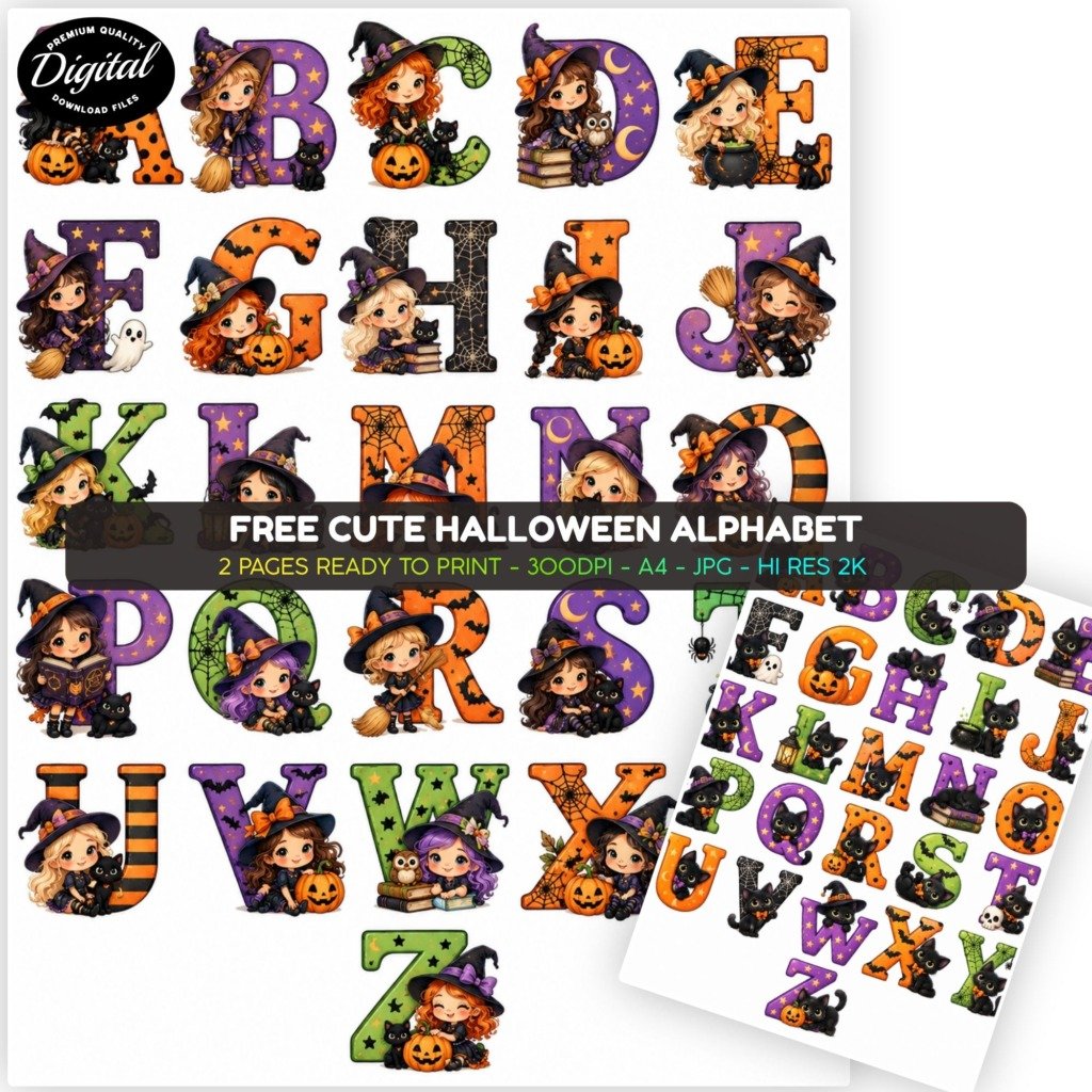 Free cute Halloween alphabet Promos