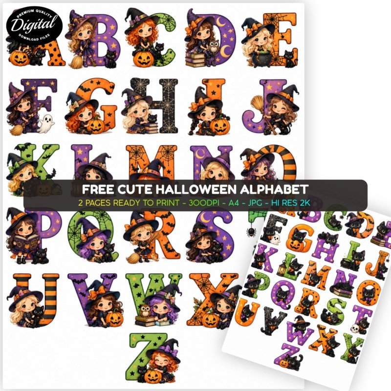 Free cute Halloween alphabet Promos