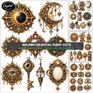 Golden Celestial Fussy Cuts (1)