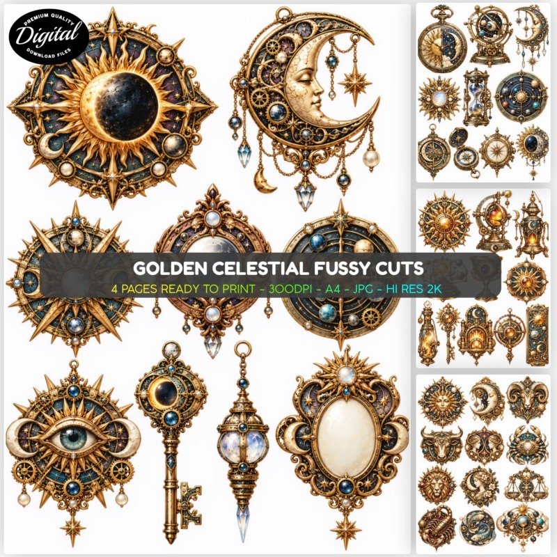 Golden Celestial Fussy Cuts (1)