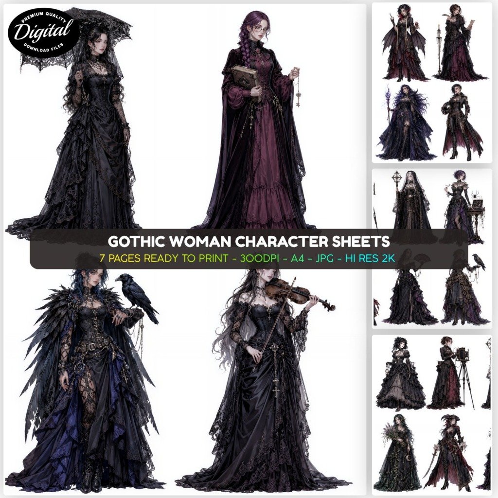 Gothic Woman Character Sheets (1)