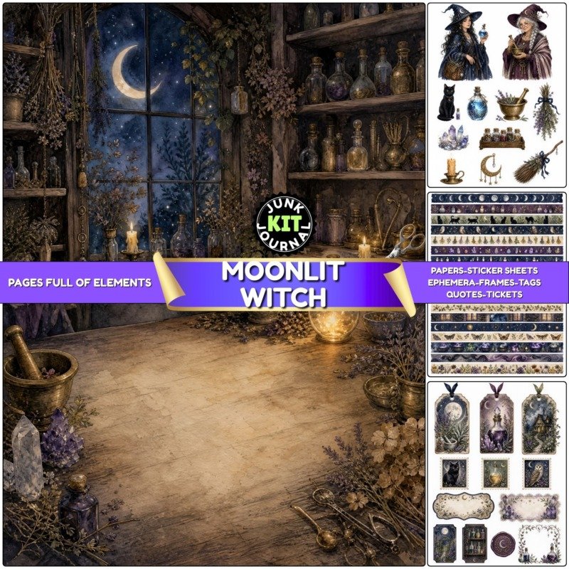 Moonlit Witch Junk Journal Kit (1)
