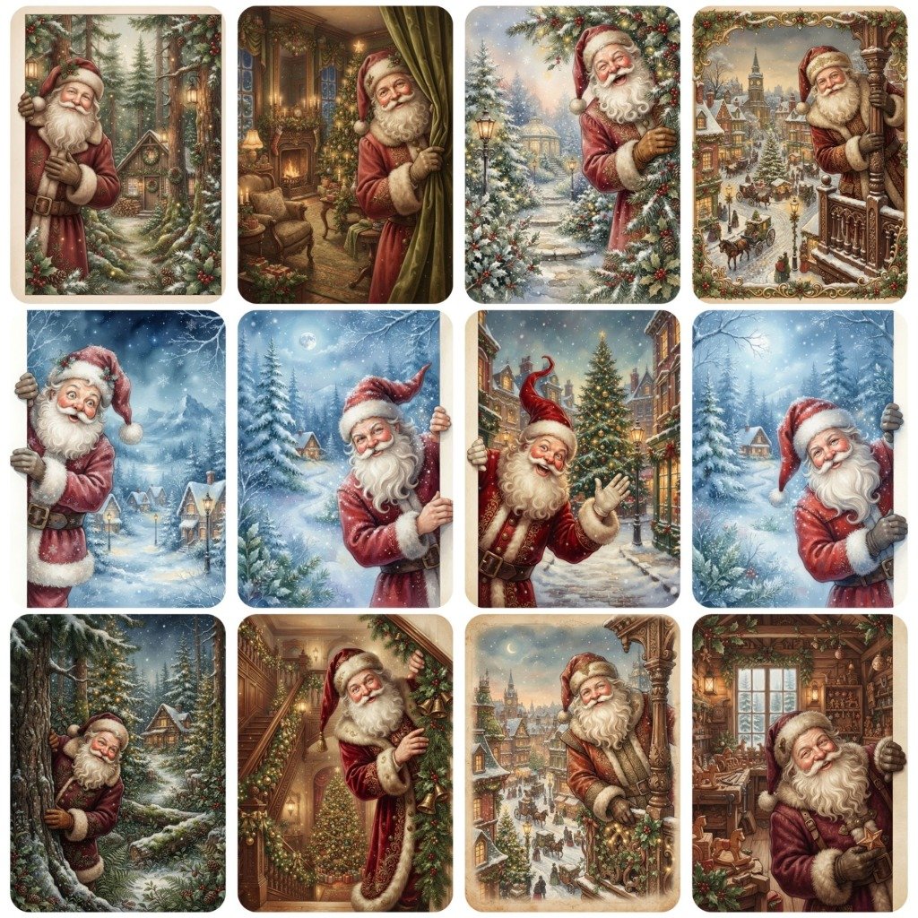 Santa Peeking Pages (2)