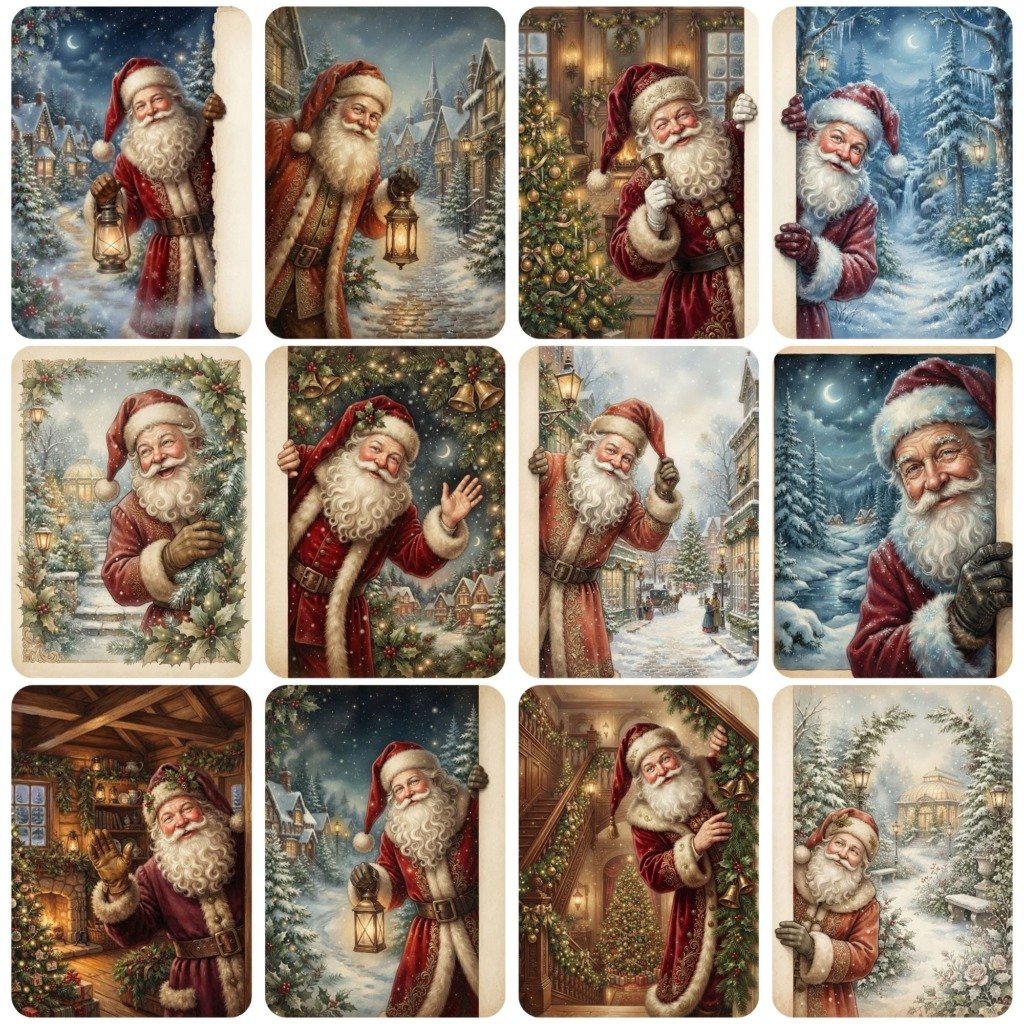 Santa Peeking Pages (3)