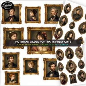 Victorian Gilded Portraits Fussy Cuts (1)